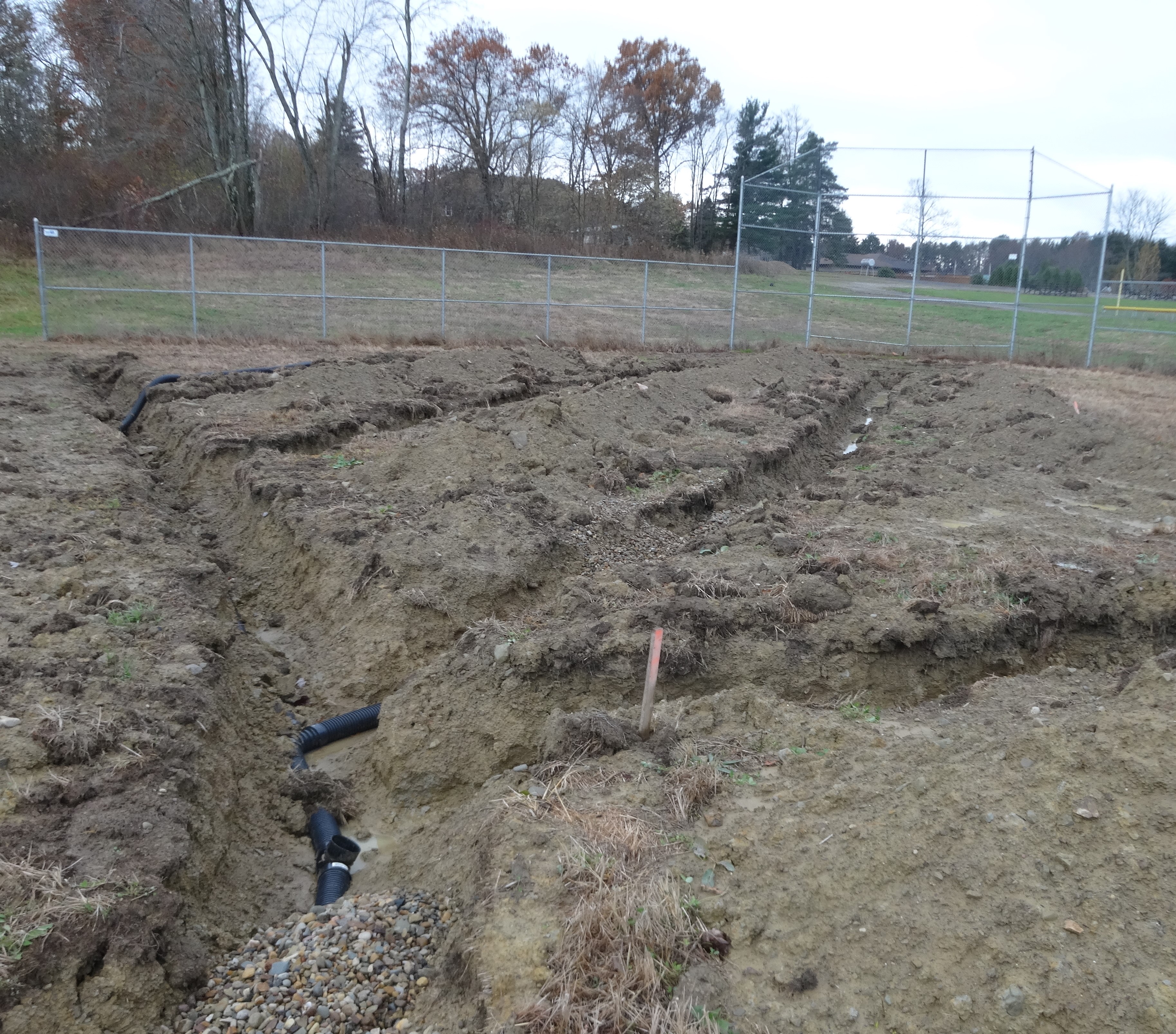 Brookfield Youth Baseball and Softball Inc. is installing drains at the unfinished fields at Brookfield Township Park.