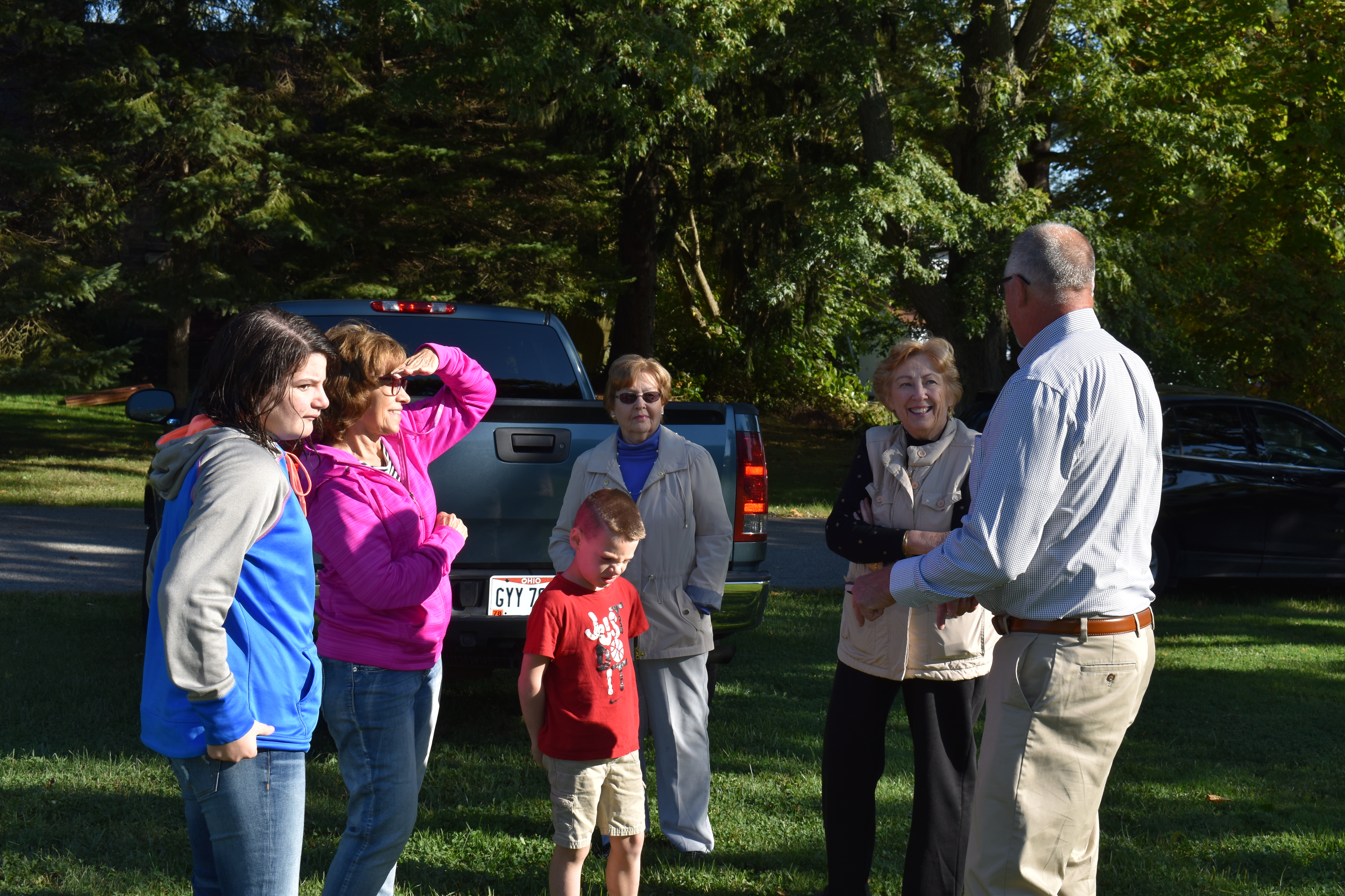 Brookfield Trustee Ron Haun, explains the work that will be done to create a park at Mulberry and First streets in Masury. He is shown with, from left, Katie Zolnier, Rebecca Gentzler, Zack Zolnier, Lois Werner and Ginger Letorneau.