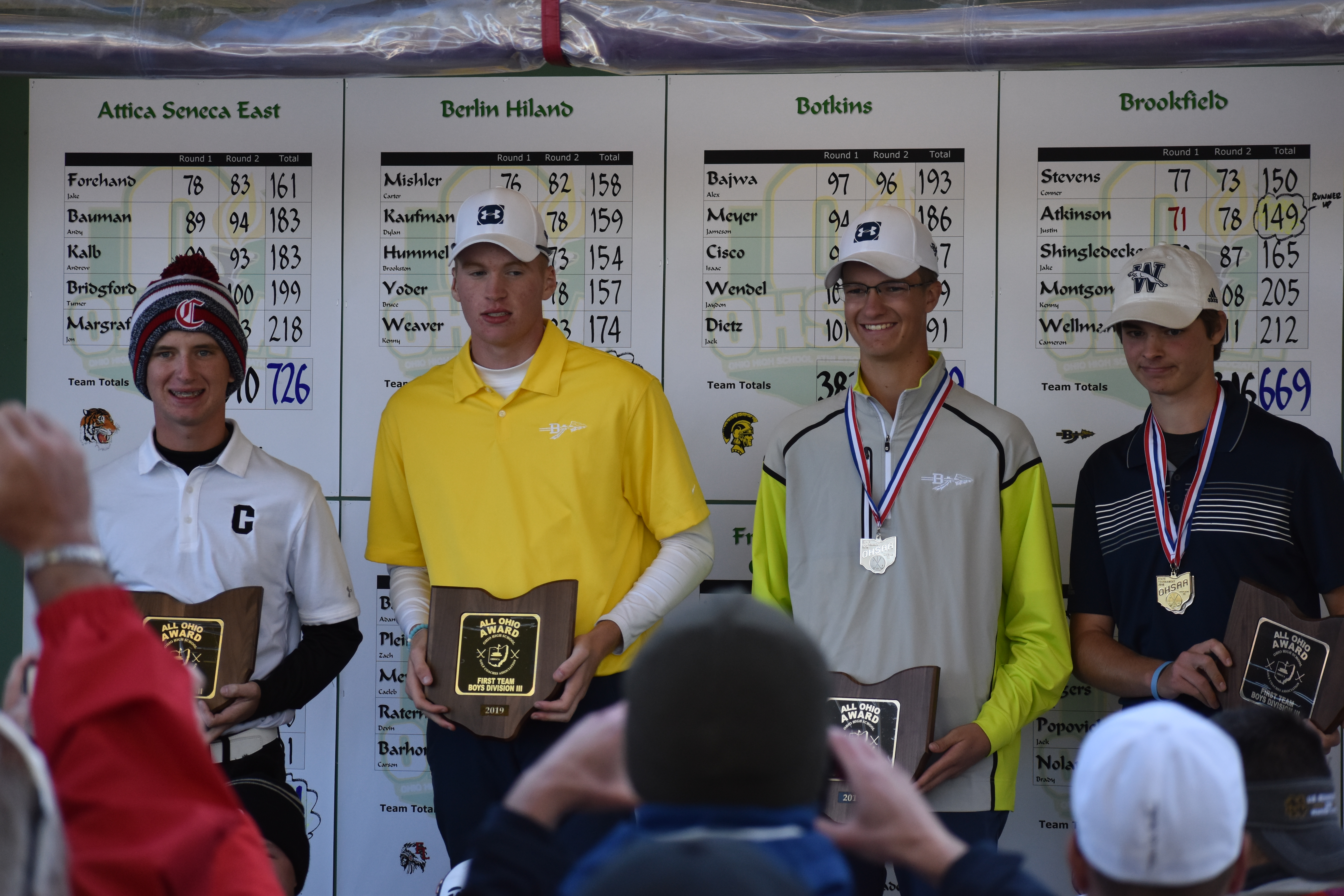 Conner Stevens, second from left, and Justin Atkinson, second from right, were named to the First Team All State Golf Team.
