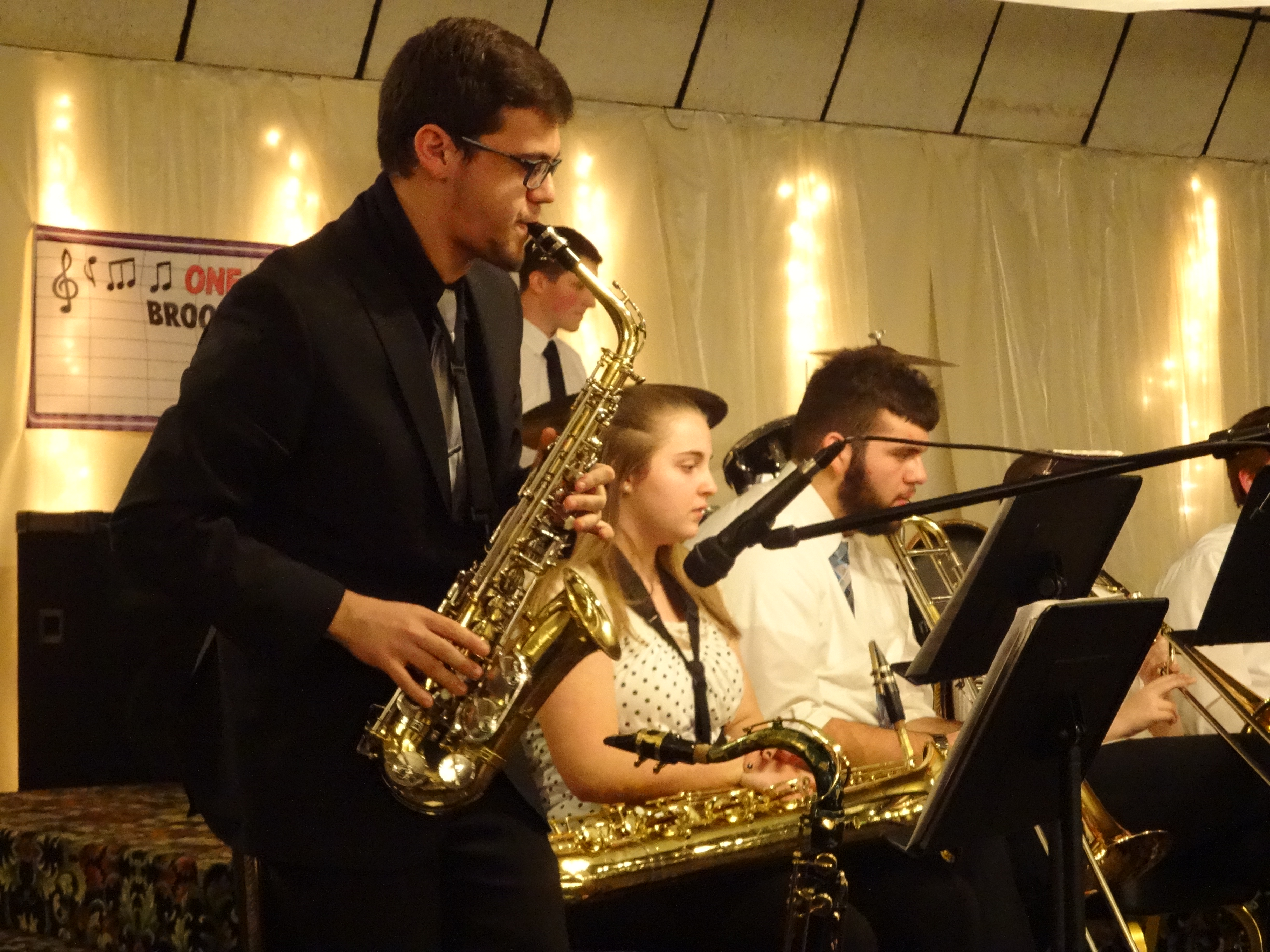 Dayton Raught takes a solo with the Brookfield High School Jazz Band at the 2018 Hungry For the Arts.