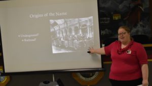 Traci Manning of the Mahoning Valley Historical Society offers a program on the Underground Railroad for the Brookfield Township Historical Society.