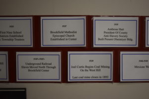 Part of the Brookfield Township historical timeline at the Brookfield administration building.