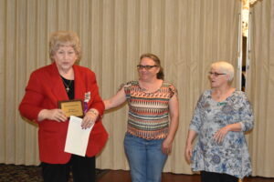 Joanne Sydlowski, left, was honored for 50 years of service. Becky Zyvonoski is in center and Ruth Hawkins at right.