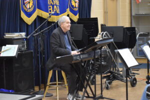 Harold Danko plays with the Brookfield High Jazz Band in March.