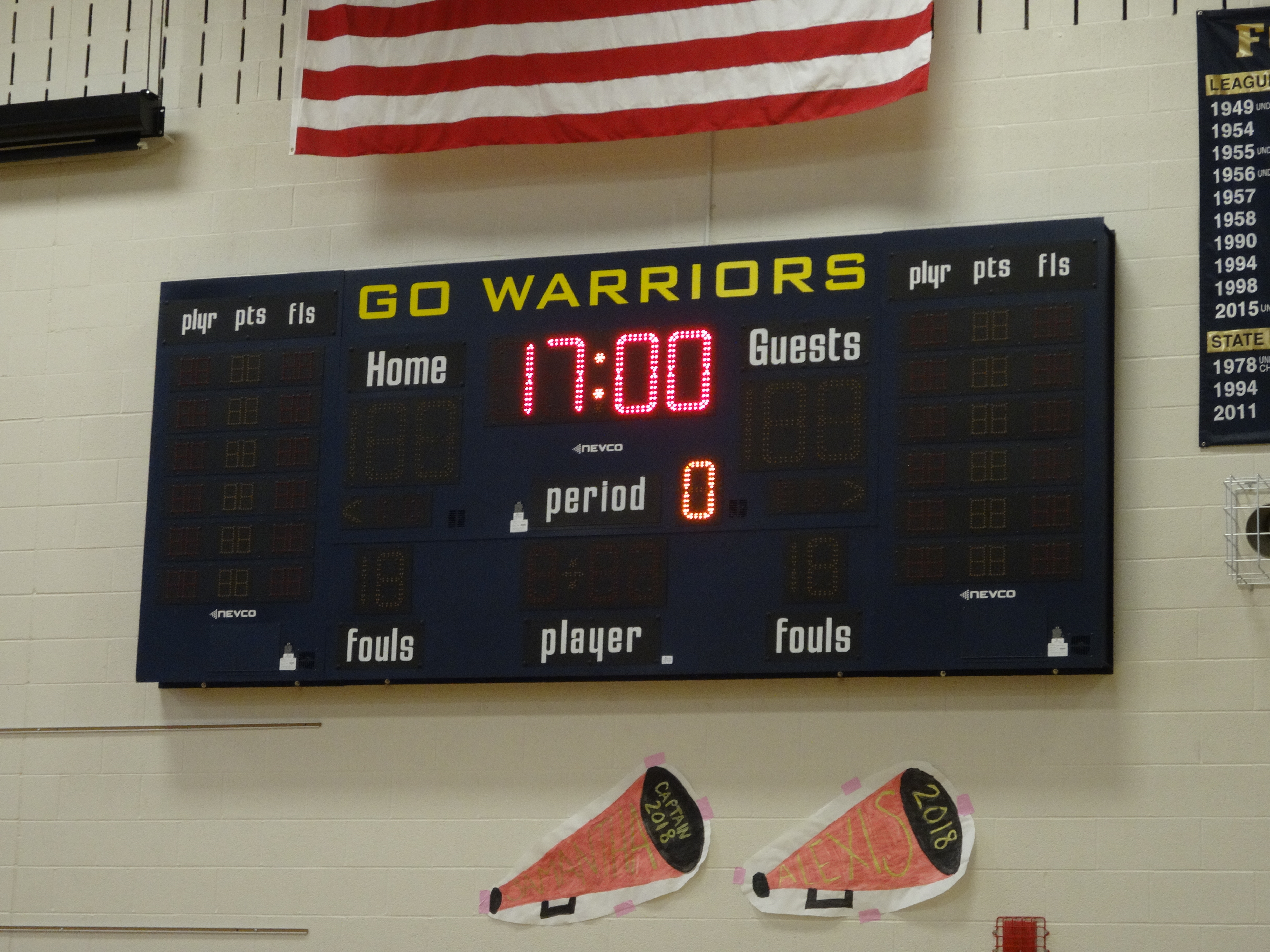 The Brookfield High School scoreboard waits to countdown the time for National Walkout Day. The 17 minutes represents one minute for each person killed in the Parkland, Fla., school shooting.