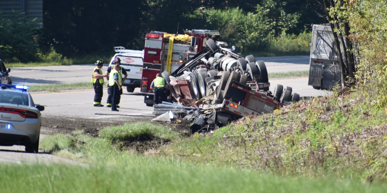 Truck rollover on Route 62