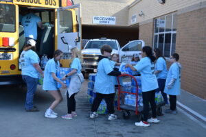 Brookfield school students formed a bucket brigade to load water onto a school bus destined for East Palestine High School.