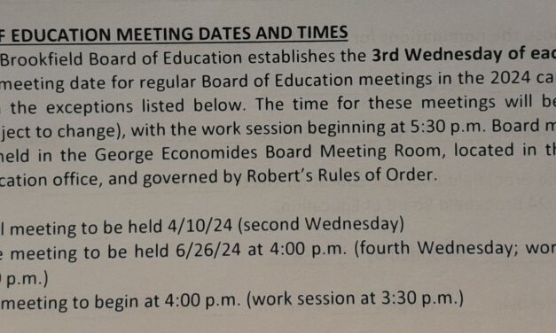 Brookfield Board of Education meetings for 2024